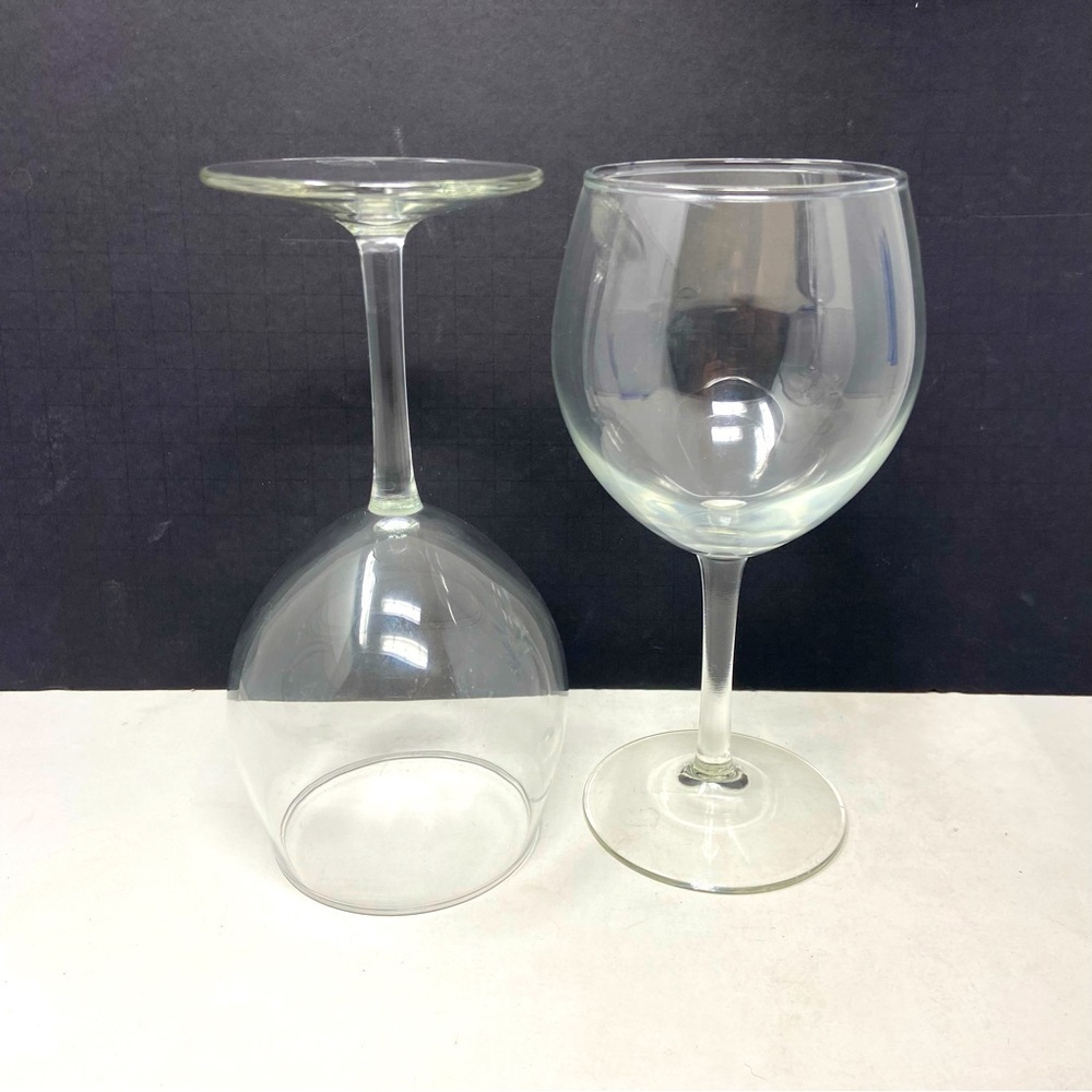Two Stemware Clear Glass Wine Glasses